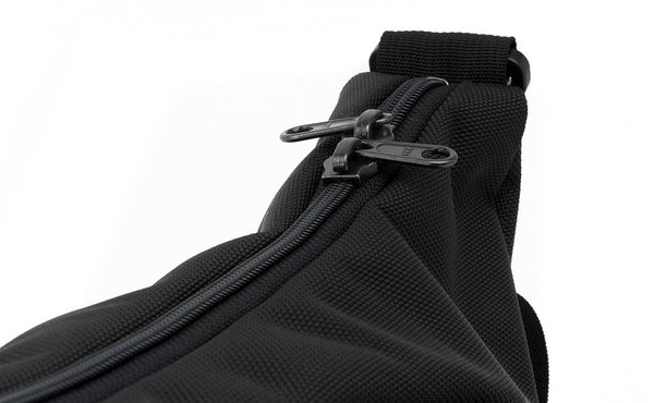 Close shot of the main compartment's zipper.